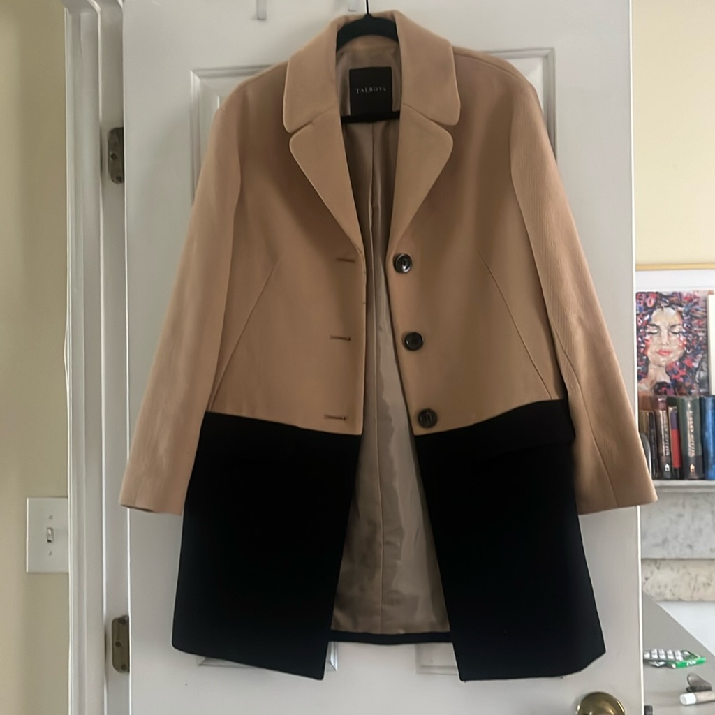 Talbots Long Overcoat - Tan And Black Size 6